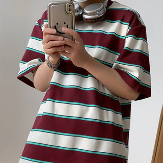 Men's Summer Japanese Vintage Stripe T-shirt Phosgene