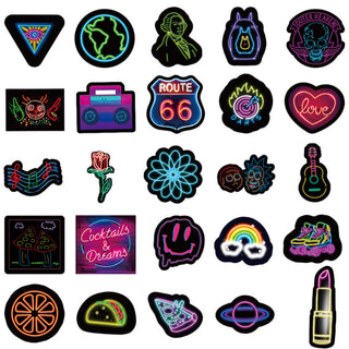 50 Neon Graffiti Stickers Decorative Waterproof Stickers - Phosgene