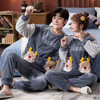 Velvet Couple Pajamas Korean Style Thickened Warmth - Phosgene