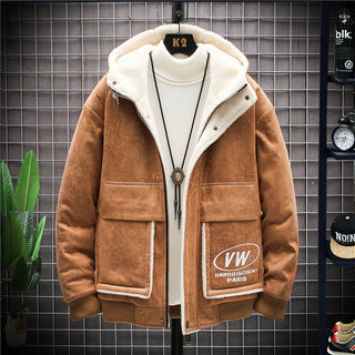 Plush Padded Jacket Jacket Youth Korean Style Slim Men's Top - Phosgene