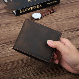 Vintage Men's Wallet Top Layer Crazy Horse Skin Multifunction - Phosgene