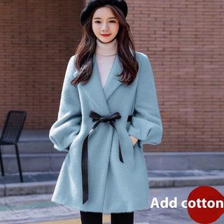 Women's Autumn And Winter New Korean Style Loose Thick Temperament Small Size Woolen Coat - Phosgene