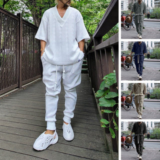 Casual Sweater Suit Men's Loose Short-sleeved T-shirt Trousers Phosgene