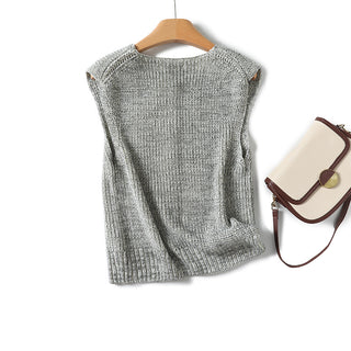 Reverse Needle Knitting Vest Jacket Women's Knitted Vest - Phosgene