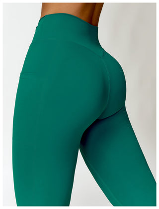 Quick-drying Cross High Waist Hip Lift Yoga Pants - Phosgene