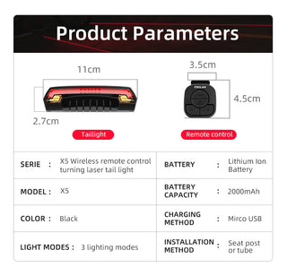 Brake light safety warning laser light bicycle tail light - Phosgene