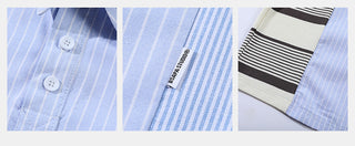 Striped Stitching Casual Shirt Couple Phosgene