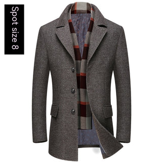 Thick Quilted Lapel Collar Men's Mid-length Wool Overcoat - Phosgene