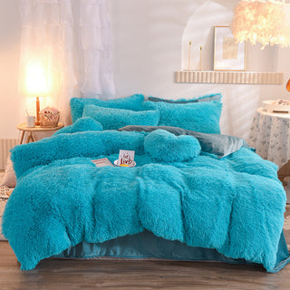 Luxury Thick Fleece Duvet Cover Queen King Winter Warm Bed Quilt Cover Pillowcase Fluffy Plush Shaggy Bedclothes Bedding Set Winter Body Keep Warm - Phosgene