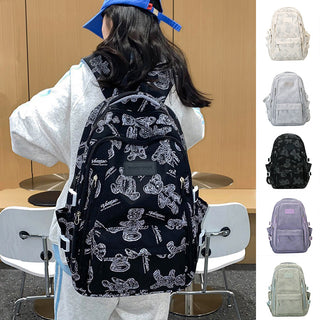 Cute Bears Print Backpack Fashion Versatile Large Capacity Travel Bags Women Junior High School Students Schoolbag Girls Campus Bag Phosgene