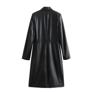 Autumn And Winter New Women's Clothing Loose Fashion Casual Imitation Leather Coat - Phosgene