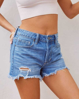 Tassel High Waist Ripped Denim Shorts Phosgene