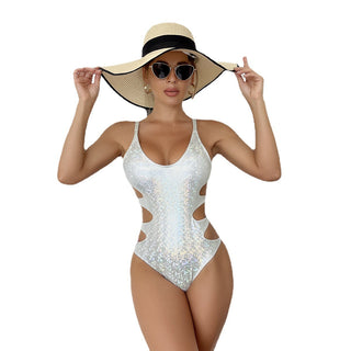 Sexy Swimsuit Women's Solid Color Backless Personality One Piece Swimsuit - Phosgene