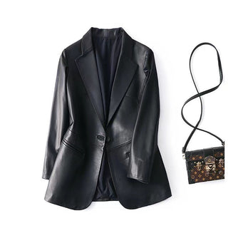 Slim Suit Collar Leather Little Jacket - Phosgene