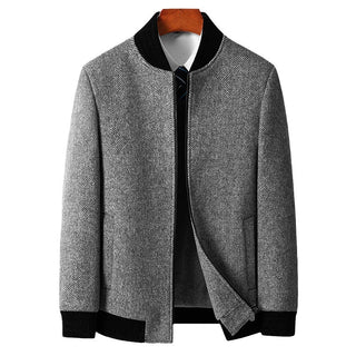 Business Casual Cotton And Thickening Stand Collar Zipper Woolen Jacket - Phosgene