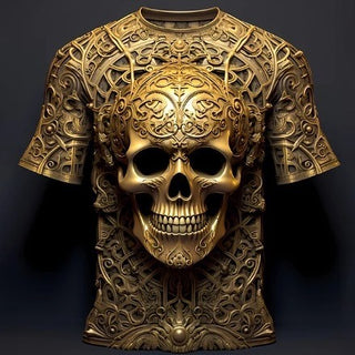 Men's 3D Skull Pattern European Hip Hop Trendy 3D Printed T-shirt Phosgene