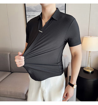 Men's Thin Waffle Short-sleeved Polo Shirt Phosgene