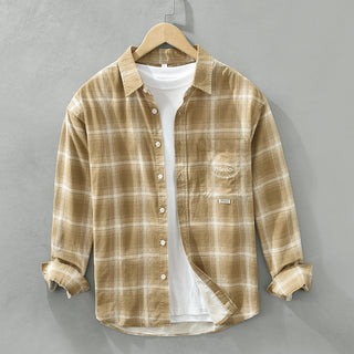 Artistic All-match Loose Comfortable Casual Plaid Long Sleeve Shirt Phosgene