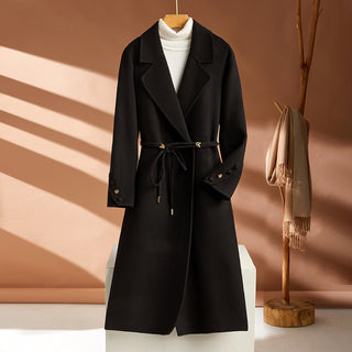 Autumn And Winter New Long Suit Collar Cashmere Coat For Women - Phosgene