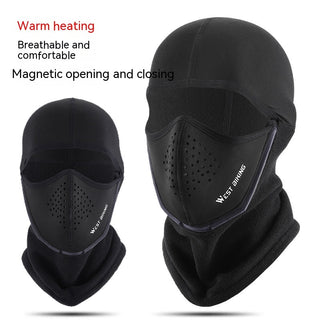 Winter Magnetic Cycling Mask Men's Ski Face Care Cold-proof Headgear Motorcycle Windproof Fleece Warm Helmet - Phosgene