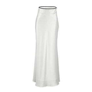 European And American Elegant White Satin Satin Skirt Simple Drape Fishtail - Phosgene