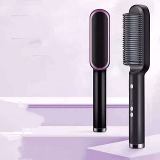 New 2 In 1 Hair Straightener Hot Comb Negative Ion Curling Tong Dual-purpose Electric Hair Brush - Phosgene