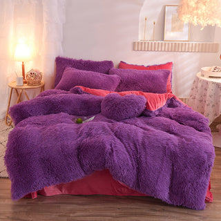 Luxury Thick Fleece Duvet Cover Queen King Winter Warm Bed Quilt Cover Pillowcase Fluffy Plush Shaggy Bedclothes Bedding Set Winter Body Keep Warm - Phosgene