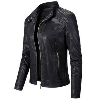 Long Sleeve Ladies Leather Jacket Pu Leather Women Short - Phosgene