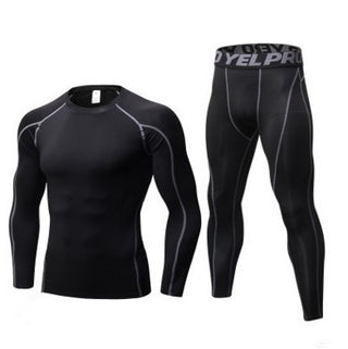 Men's Fitness Running Compression Training Suit Tights Long-sleeved Shirt Pants Leggings Sports Suit Fitness Sportswear - Phosgene