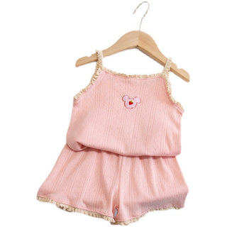 Girls' Home Service Suit Summer Suspender Pajamas Thin Style Western-style Vest Breathing Cotton Air-conditioning Suit - Phosgene