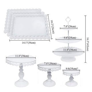 European Style Wrought Iron Cake Stand Set Wedding Dessert Stand Lace Props Plate - Phosgene