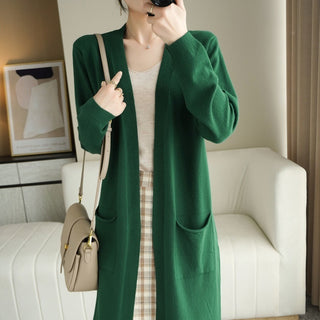 No Buckle Lazy Wind Fashion Long Cardigan Knitted Coat Women - Phosgene