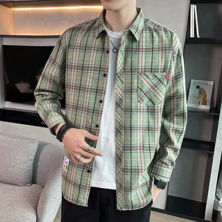 Loose Hong Kong Style Casual Coat Youth Plaid Shirt Phosgene