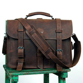 Retro Crazy Horse Leather Men's Traveling Bag - Phosgene