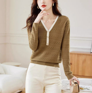 V-neck Sweater Thin Loose Outer Wear - Phosgene