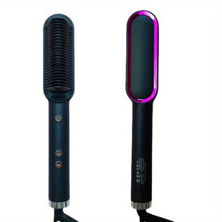 2-in-1 Electric Hair Straightener Brush Hot Comb Adjustment Heat Styling Curler Anti-Scald Comb, 2-in-1 Styling Tool For Long-Lasting Curls And Straight Hair - Phosgene