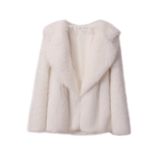 Lapel Leather Fur Coat Women's Artificial Wool Clip Coat - Phosgene