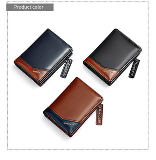 PU Leather Multifunctional Zipper Short Men's Wallet - Phosgene