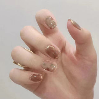 Handmade Camellia Wearing Nail Art Fake Nails Removable - Phosgene