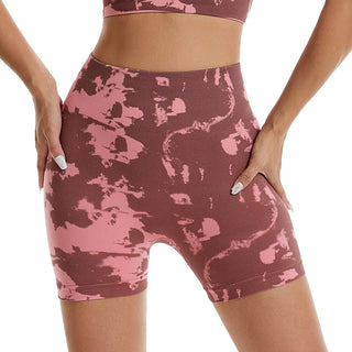 Seamless Knitted Camouflage Printing Yoga Shorts Outdoor Running Fitness Pants - Phosgene