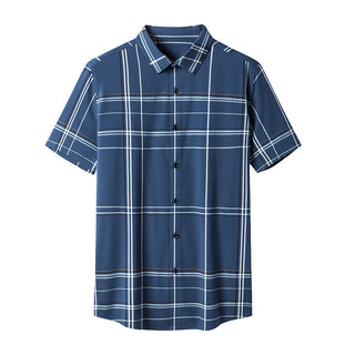 Short Sleeve Plaid Shirt Trendy Thin Young And Middle-aged Half Sleeve Lining Phosgene