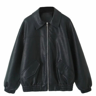 New Women's American PU Leather Coat - Phosgene