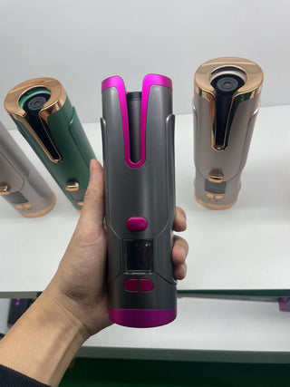 Rechargeable Automatic Hair Curler Women Portable Hair Curling Iron LCD Display Ceramic Curly Rotating Curling Wave Styer - Phosgene