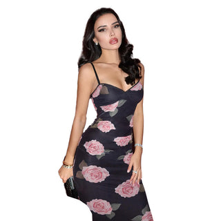 European And American Style Casual Flower Printing Slip Dress - Phosgene