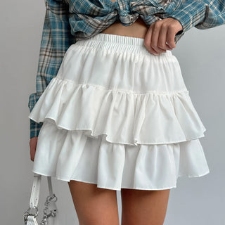 Design Sense Double-layer Chiffon Short Skirt - Phosgene