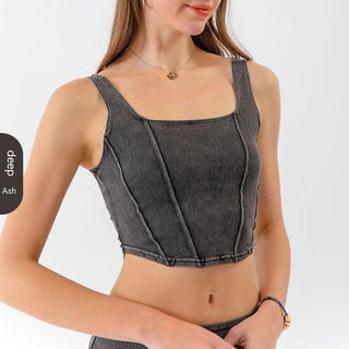 Denim Yoga Sports U-shaped Stretch Vest - Phosgene