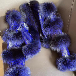 Elegant Bright Patent Leather Pattern Sheepskin Fashion Short Fox Fur Coat - Phosgene