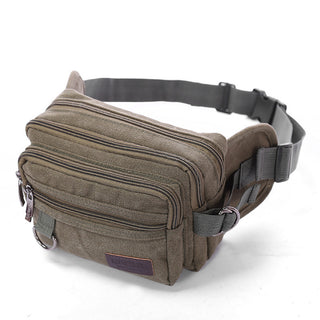 Canvas Fanny Pack With 4-Zipper Pockets Men Waist Bag Hip Bum Bag With Adjustable Strap For Outdoors Workout Traveling Casual Running Hiking Cycling - Phosgene