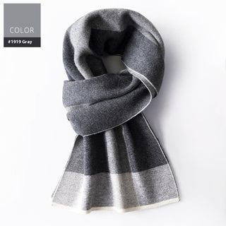 Wool Scarf Men's Winter Plaid Double-sided Scarf - Phosgene