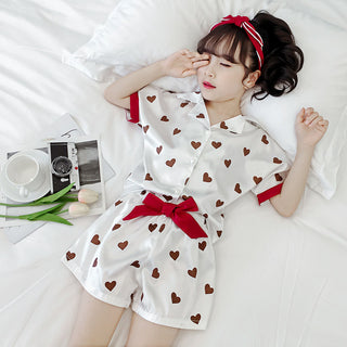 Girls Summer Cartoon Pajamas Short-sleeved Shorts Two-piece Suit - Phosgene